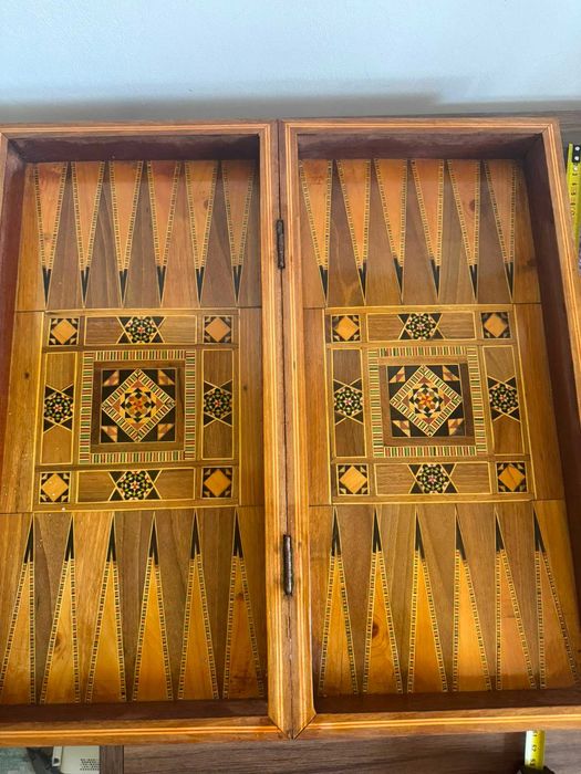 Set table din lemn cu marchetărie orientală, 50 × 25 cm, complet