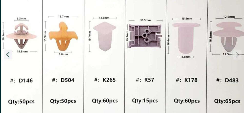 Крепежни елементи и щипки за RENAULT кутия - 300 бр.