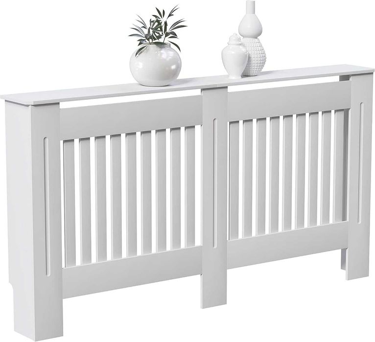 Panou decorativ- Masca calorifer, lemn MDF alb lucios L