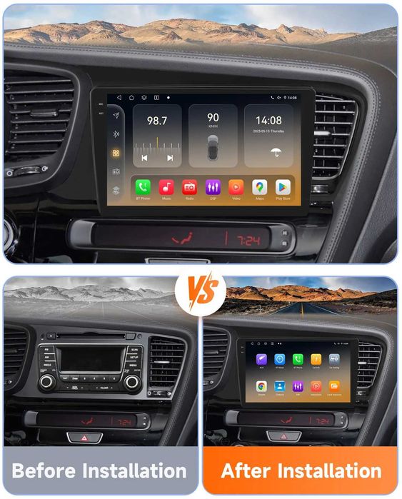 Мултимедия 9″ Android 14 за KIA K5 CARPLAY навигация RDS DSP GPS