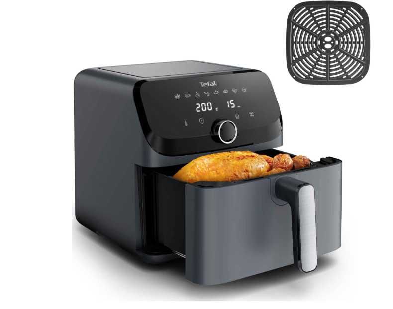 Friteuza cu aer cald Tefal Easy Fry Mega air fryer EY855BE0 2020W capacitate 7.5 L 8 programe automate vas detasabil antiaderent display LCD sigilata