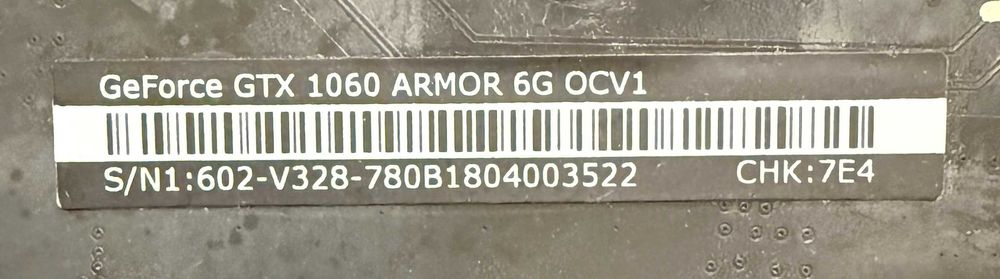 ТОП състояние Видео карта MSI GeForce GTX 1060 ARMOR 6G OCV1 GDDR5
