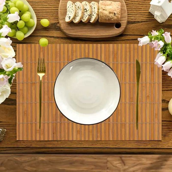 Set 8 covorașe de Bambus Kmt®Style - 45x30 cm - Natural