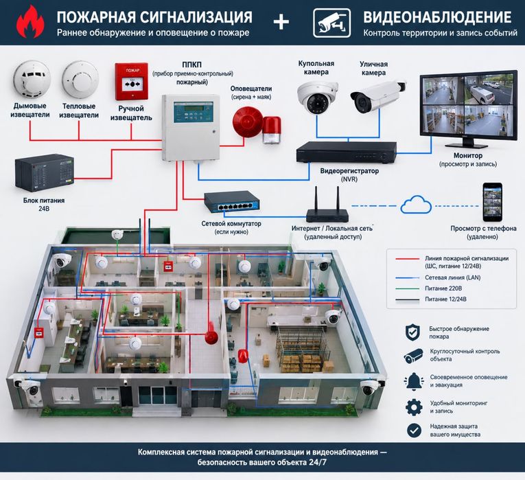 Монтаж охранных систем и видеонаблюдения