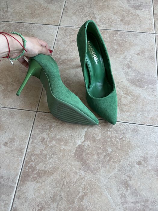 Дамски обувки на висок ток - 12 см - отровно зелено