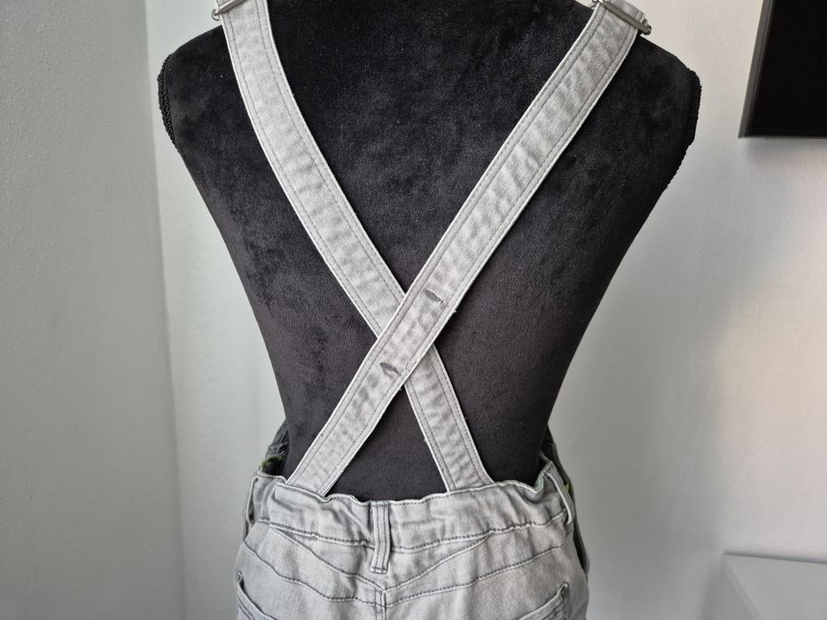Salopetă scurtă din denim gri HEMA Summer – NOUĂ cu etichetă, mărimea 164 (13–14 ani)