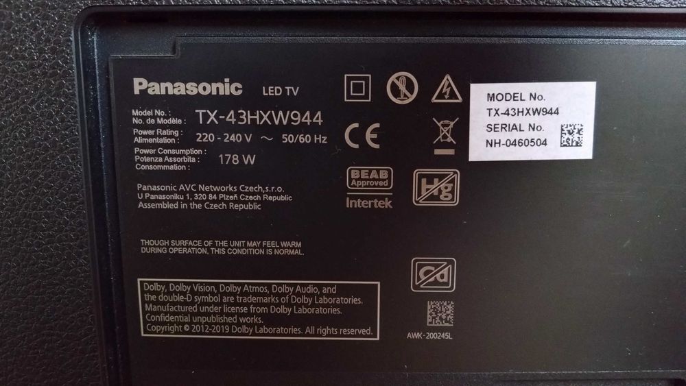 Vand Smart TV Panasonic 4K, 109 cm(43")