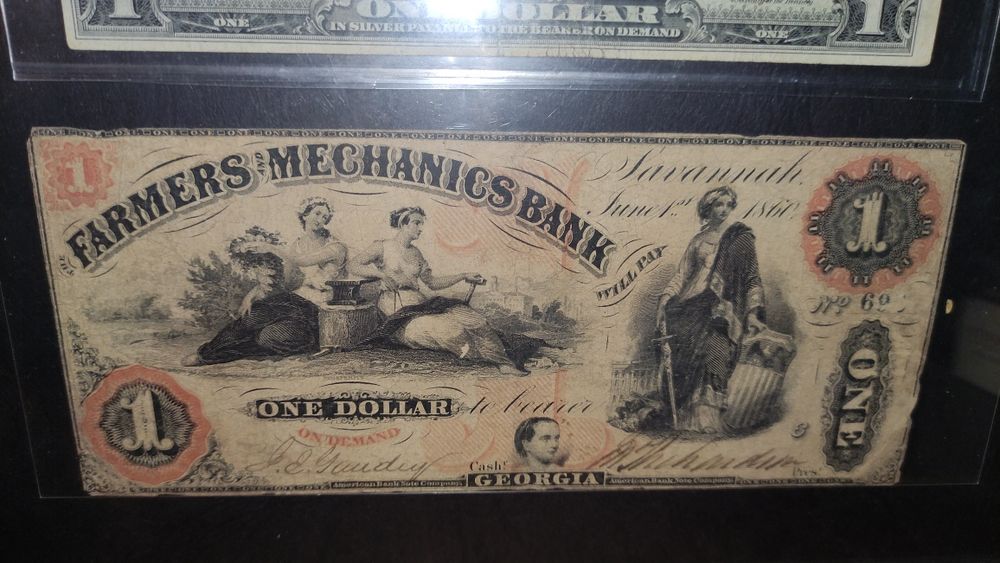 Bancnota One Dollar 1860 - Georgia - autentică