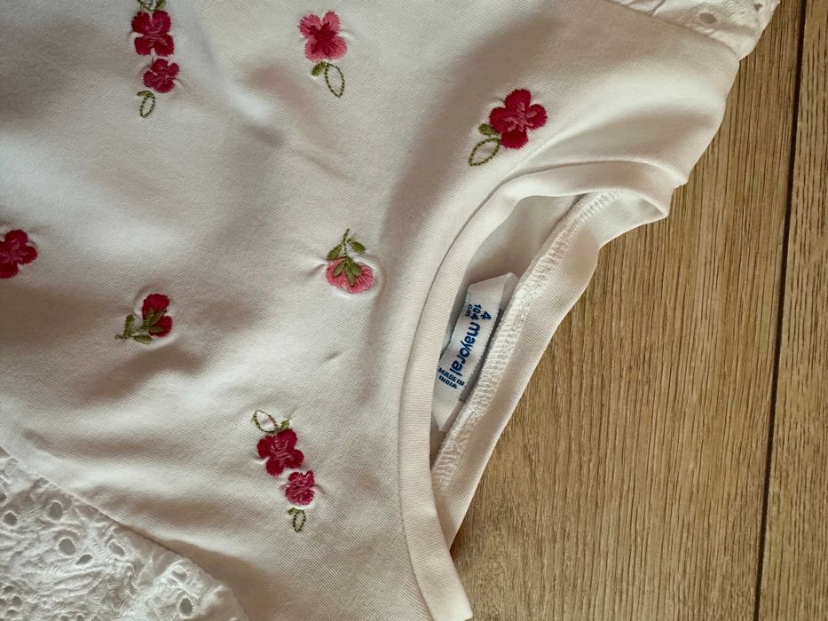 Детска тениска с къдрички и бродирани цветчета, Mayoral, 104см