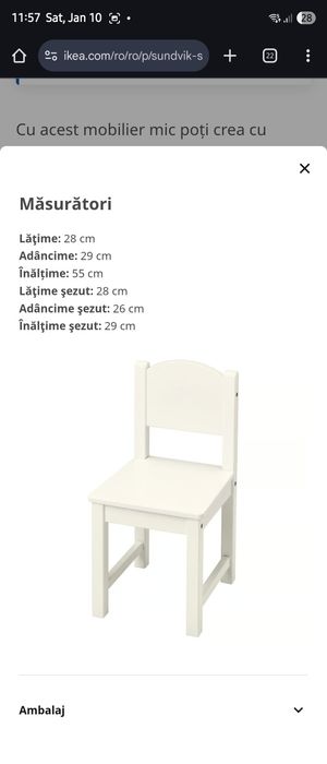 Birou si scaun copii Ikea model Sundvik