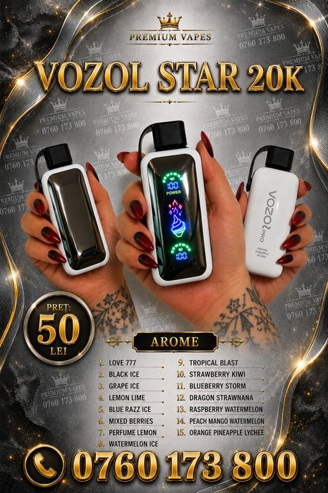 VOZOL STAR 20K - Vape tip țigară electronică cu diferite arome de shisha