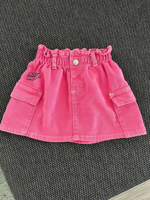 Fusta denim/blug Zara Disney Baby Minnie Mouse, 12-18 luni / 86cm, roz