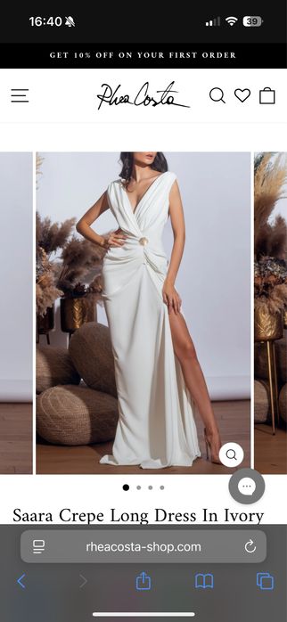 Rochie alba Rhea Costa Saara crepe long