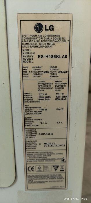 Climā LG  Tip : ES- H186KLA0