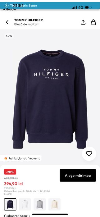 Bluza Tommy Hilfiger originala Bleumarin