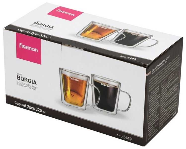 Набор кружек Fissman «Borgia», 320 мл, стекло, 2 шт.