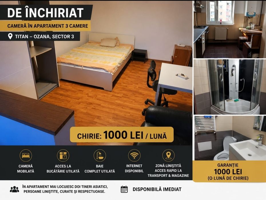 Închiriez cameră / apartament –  Titan sector 3