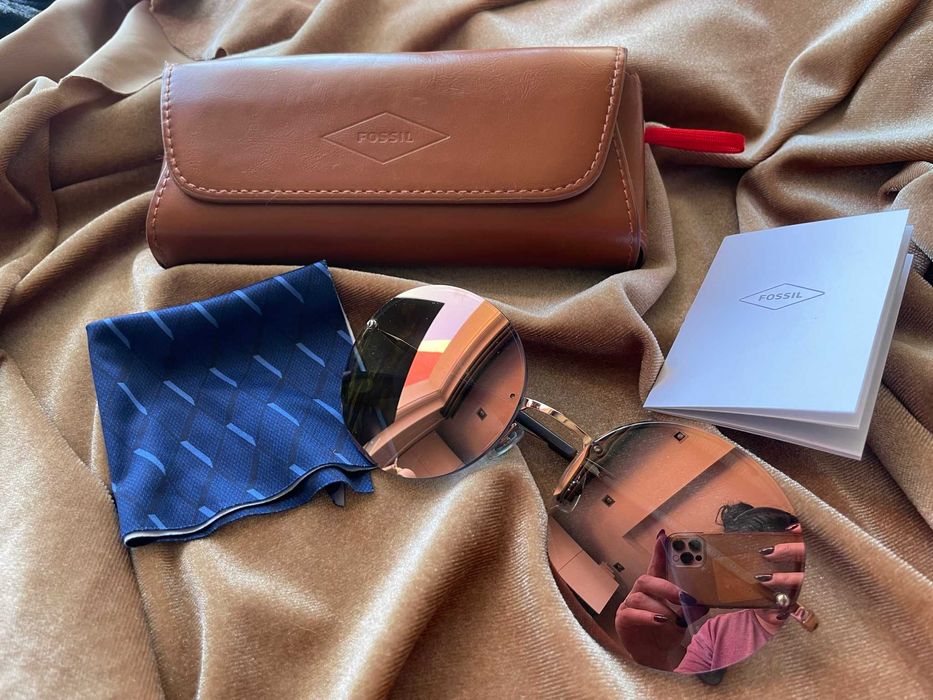 Fossil Слънчеви очила, кръгли, огледални, 56-19-140