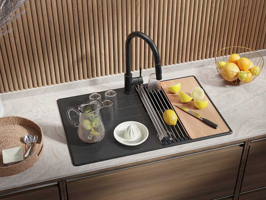 Графит кухненска гранитна мивка Копенхаген 780х500 Top 45