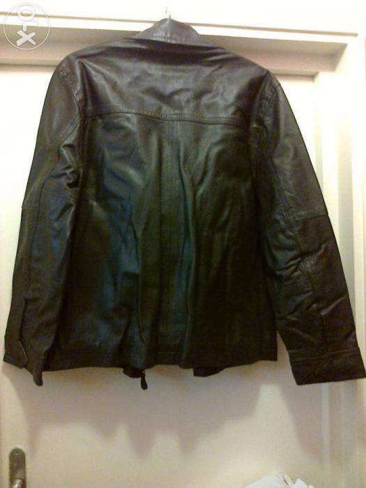 Haina piele neagra marca George, Anglia, cu fermoar, larga