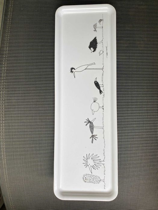 Tava melamina laminata, lucios, alb cu desene, 50x16cm