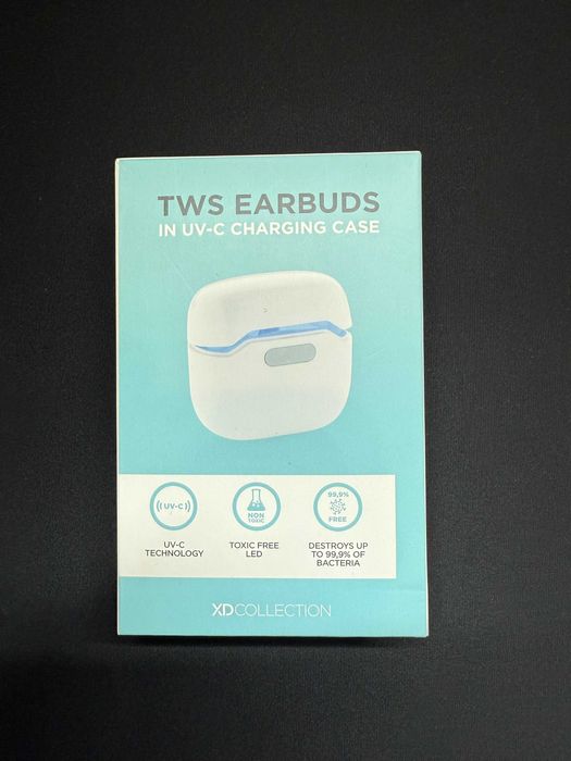 Casti Wireless TWS Earbuds in UV-C CHARGING CASE Albe Noi
