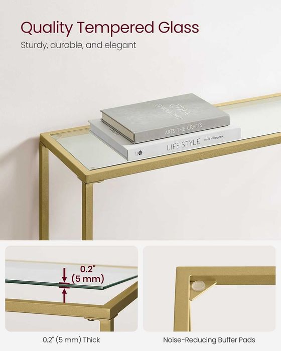 Consola metalica Vasagle, 100 × 20 × 80 cm, auriu