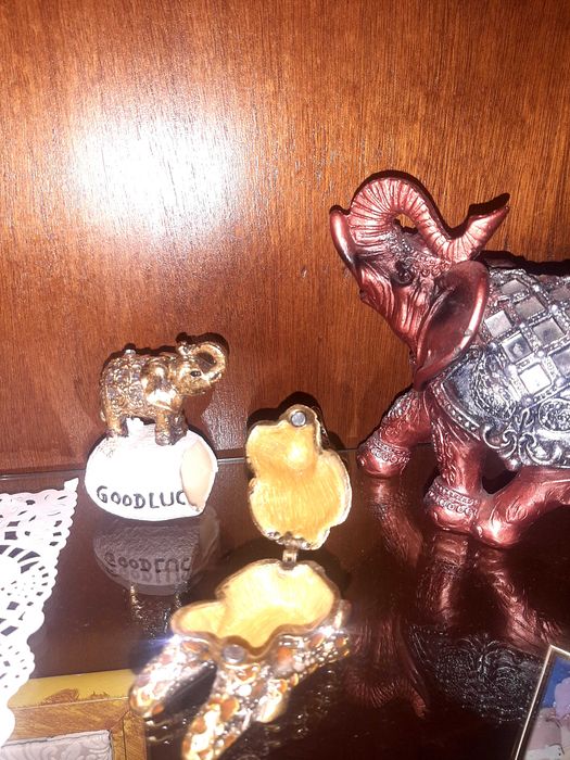 Уникална метална кутия за бижута - жираф и 2 керамични слончета