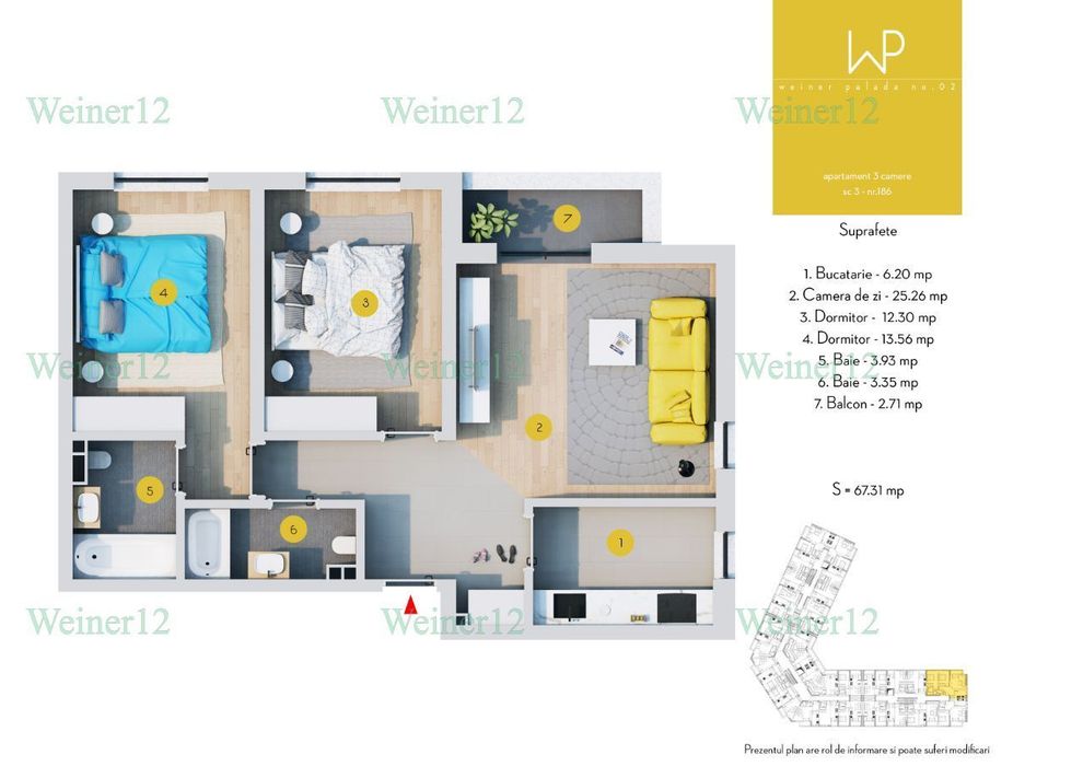 Apartament 3 camere Decomandat Bloc Nou Direct Dezvoltator Weiner — fotografia 1
