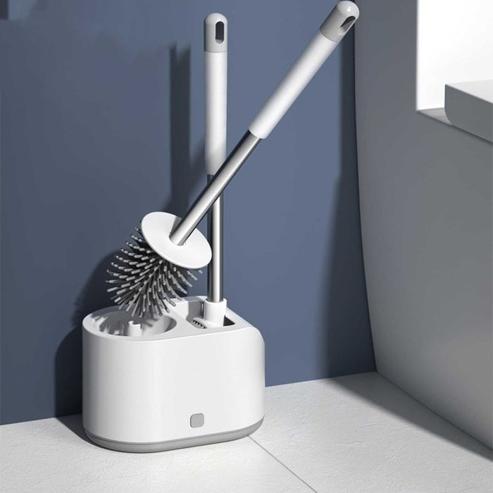 Perie toaleta 2-in-1 cu suport igienic si montare pe perete pardoseala