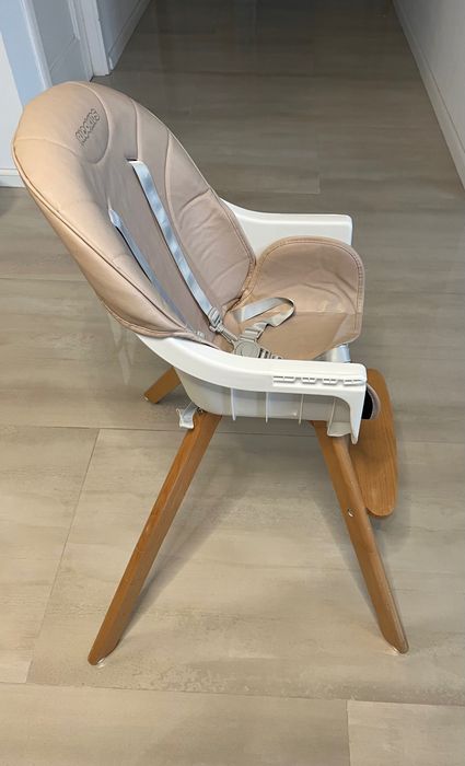 Scaun de masa, Ricokids, Lemn, Inaltime reglabila, Tava reglabila/detasabila, Centuri siguranta, culoare Roz
