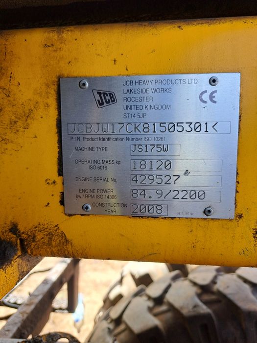 Продам эксковатор jcb js 175w 2008года