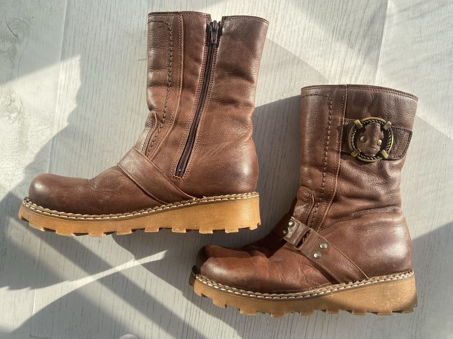 Топли дамски ботуши от естествена кожа, шита, удобна подметка, 37 номе