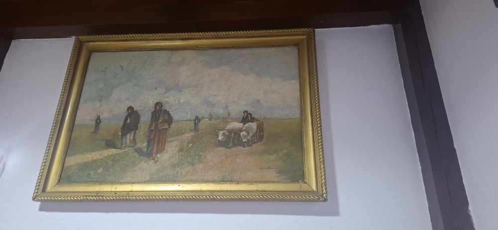 Tablou pictat (țărani pe cale)