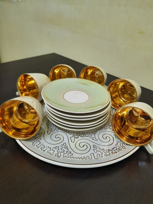 Servicii vintage cafea/tuica 6/11 pers pictate manual