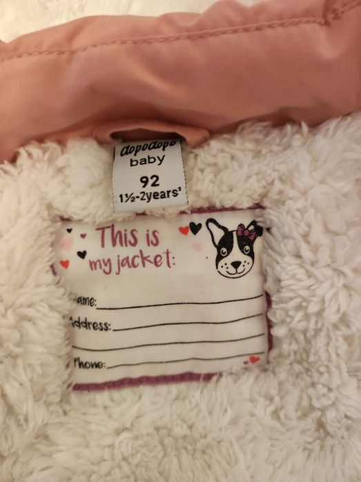 Geaca de iarnă fetițe 1,5 - 2,5 ani