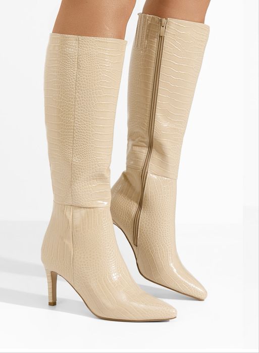 Vând cizme bej. Piele ecologica.