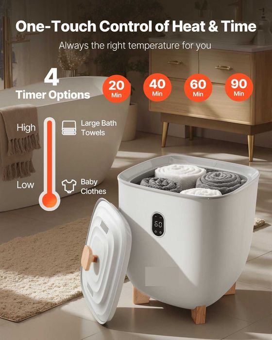 Incalzitor de prosoape 25 l, incalzire pe 5 laturi, 2 trepte de temperatura, temporizator 20-90 min, oprire automata