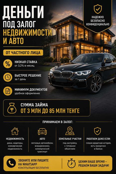 Деньги под проценты под залог недвижимости