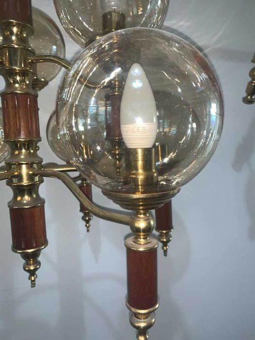 Candelabru cu noua brate si doua aplice de perete din alama