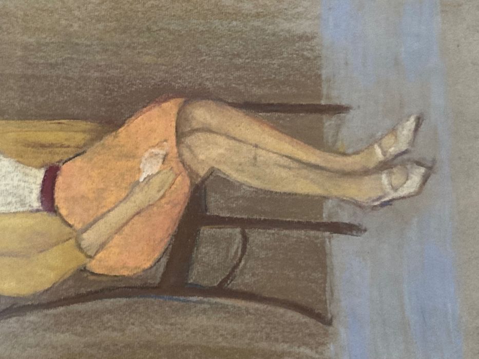 Constantin Piliuță, Femeie în studio, pastel, semnat, tablou românesc.