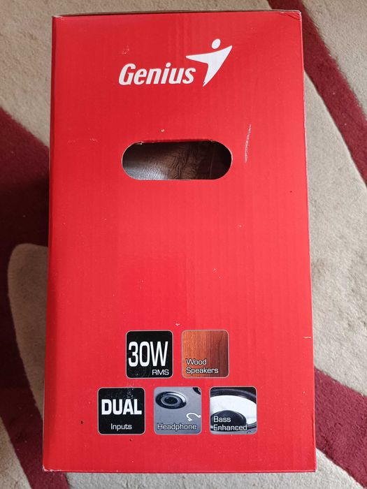 BOXE Stereo 2.0 GENIUS SP-HF1201A, putere 2 x 30 W RMS, 2 căi (woofer 4” + tweeter), egalizor grafic (volum, bass și înalte) LEMN - NOU / SIGILAT