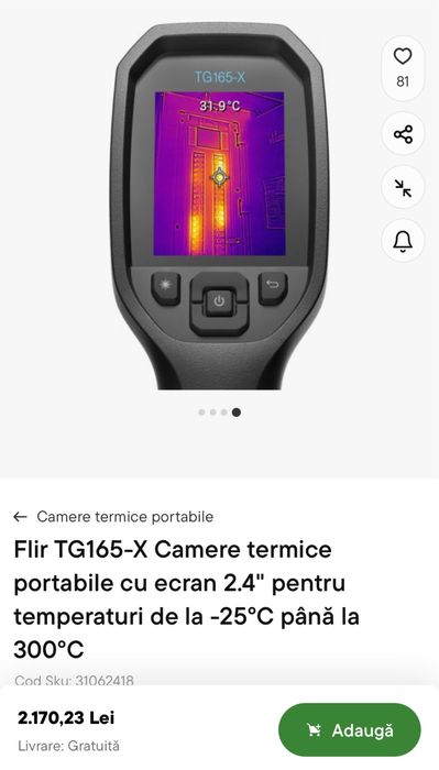 Flir TG165-X Camera termica portabila cu ecran 2.4", OCAZIE