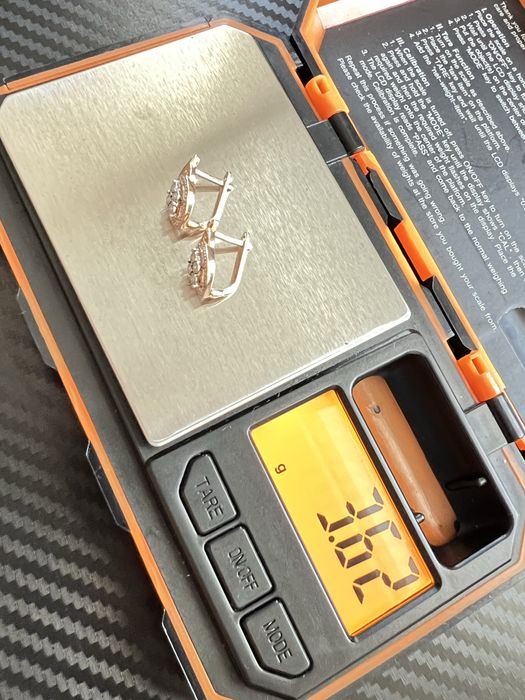 Нов Уникални обеци от 14k руско злато 585 с диаманти