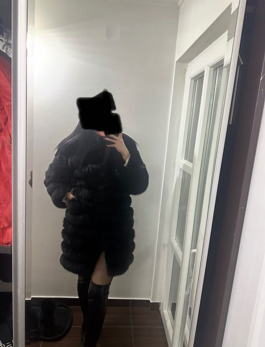 Blana de vulpe naturala neagra