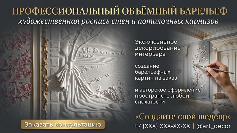 Объемный барельеф и художественная роспись стен