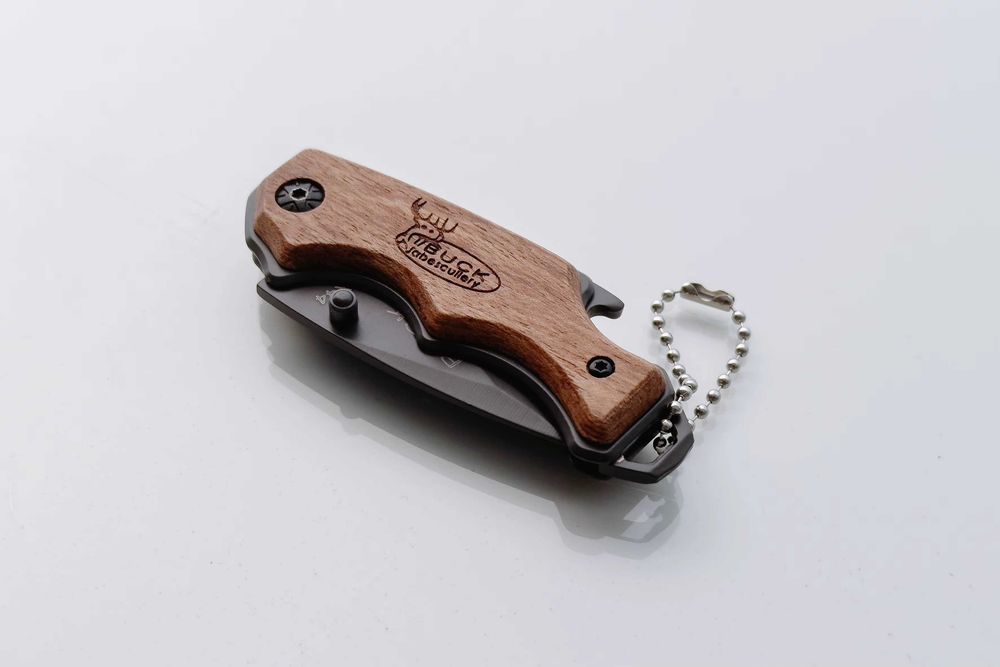 Briceag Buck USA, multifunctional, Maner lemn, desfacator bere