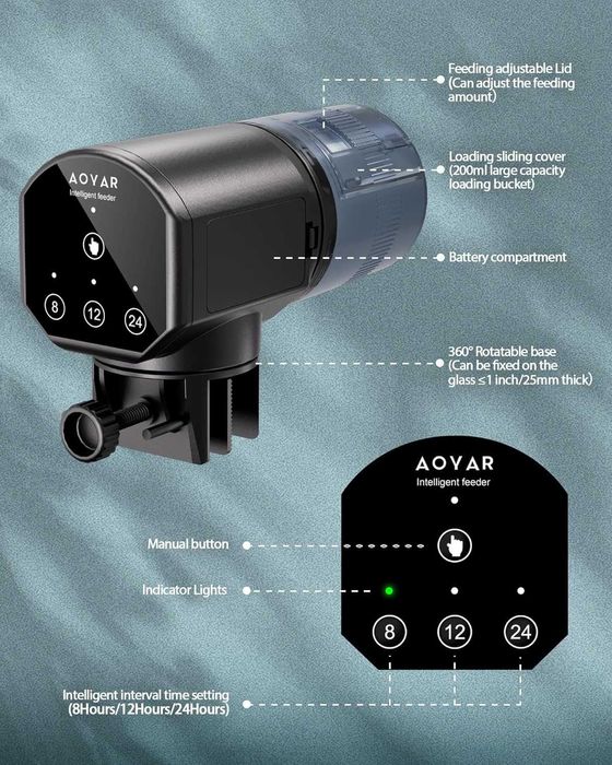 Автоматичен дозатор за хранилка за рибки Aoyar за аквариум