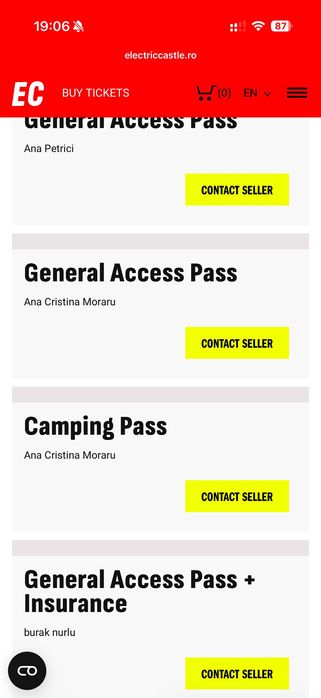 1xGeneral Access & 1xCamping Pass Electric Castle EC 2026