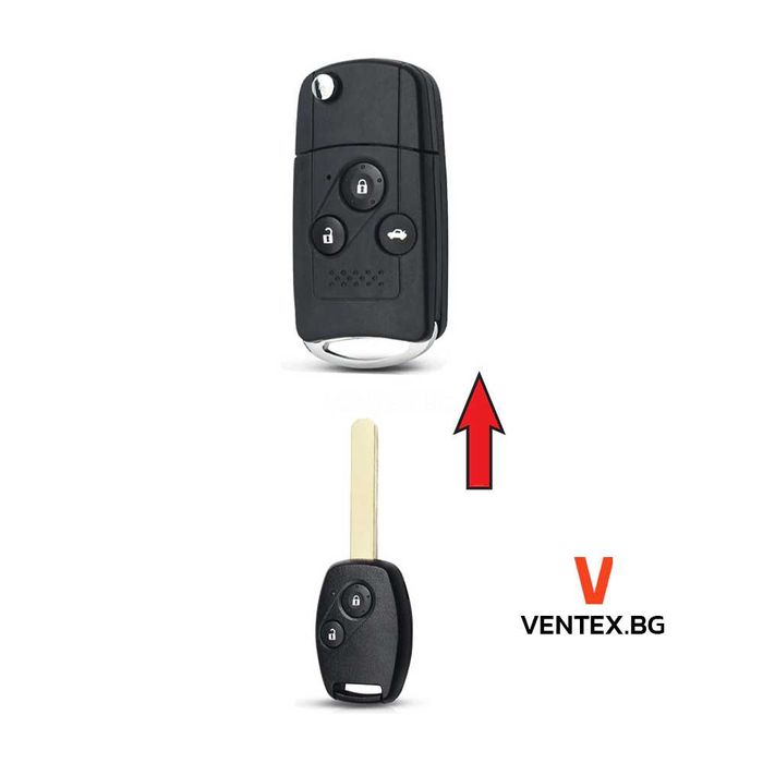 Конвертираща кутийка за ключ 3 бутона за Honda CRV Civic Accord хонда